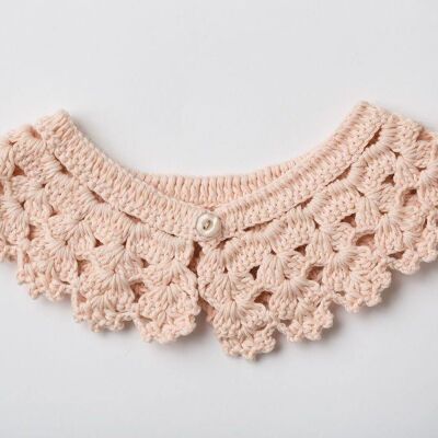 Girls Handmade Organic Crochet Collar Salmon Pink Standard