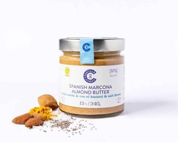 Crème d'amande Marcona 97% aux graines de chia, épices Ras el Hanout et fleur de sel. 1