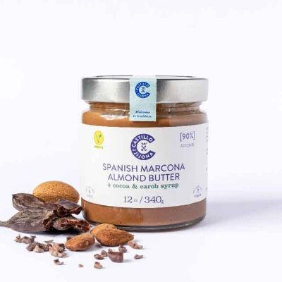Crema de almendras Marcona 90% con Cacao y Sirope de algarroba