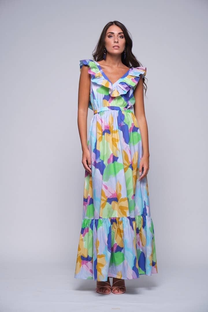 Abito lungo cotone stampato