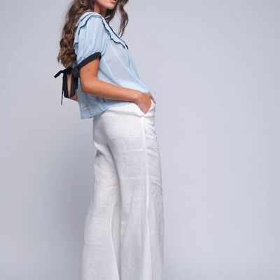 Wide pure linen trousers