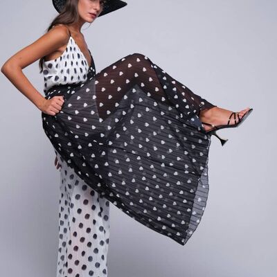 Pleated jumpsuit with polka dots
