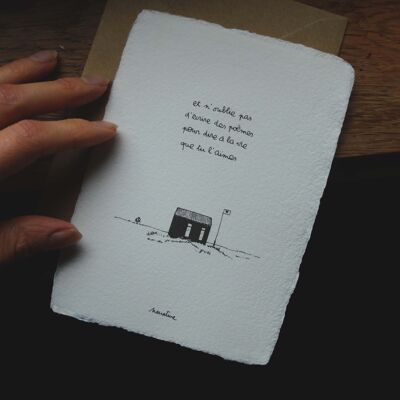 Alone in the world - cartoncino 10x15 carta fatto a mano e busta riciclata