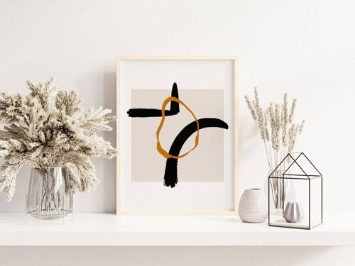 Black & Orange - Minimalist Wall Art Print No10 (A4 - 21.0 x 29.7 cm | 8.3 x 11.7 in)