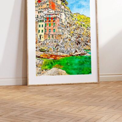 Cinque Terre, affiche du littoral de la Riviera italienne No109 (A4 - 21,0 x 29,7 cm | 8,3 x 11,7 po)