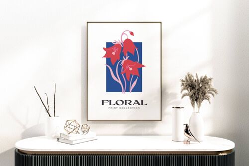 Floral Wall Art Print - Abstract Flowers No122 (A4 - 21.0 x 29.7 cm | 8.3 x 11.7 in)