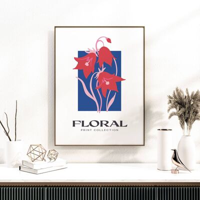 Floral Wall Art Print - Abstract Flowers No122 (A4 - 21.0 x 29.7 cm | 8.3 x 11.7 in)