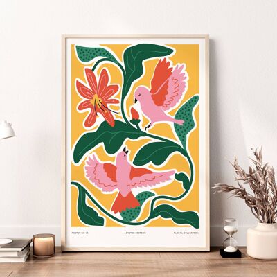 Impresión de arte floral para pared - Flores abstractas No142 (A2 - 42 x 59,4 cm | 16,5 x 23,4 in)