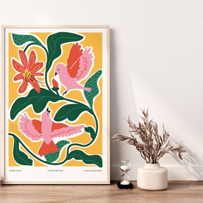 Floral Wall Art Print - Abstract Flowers No142 (A2 - 42 x 59.4 cm | 16.5 x 23.4 in)