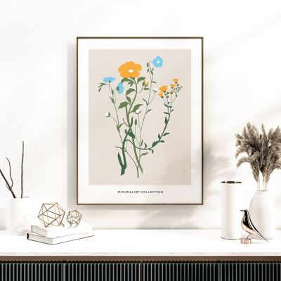 Impresión de arte floral para pared - Flores abstractas No173 (A4 - 21,0 x 29,7 cm | 8,3 x 11,7 in)