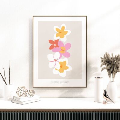 Floral Wall Art Print - Abstract Flowers No206 (A4 - 21.0 x 29.7 cm | 8.3 x 11.7 in)