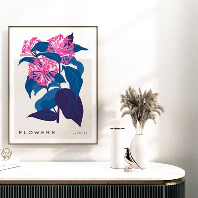 Floral Wall Art Print - Abstract Flowers No210 (A2 - 42 x 59.4 cm | 16.5 x 23.4 in)