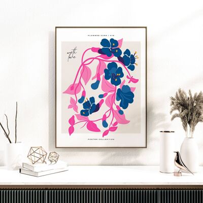 Floral Wall Art Print - Abstract Flowers No212 (A4 - 21.0 x 29.7 cm | 8.3 x 11.7 in)