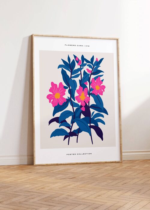 Floral Wall Art Print - Abstract Flowers No215 (A4 - 21.0 x 29.7 cm | 8.3 x 11.7 in)