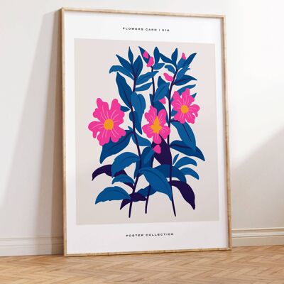 Floral Wall Art Print - Abstract Flowers No215 (A4 - 21.0 x 29.7 cm | 8.3 x 11.7 in)