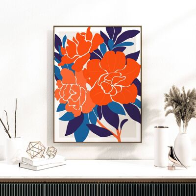 Impression d'art mural floral - Fleurs abstraites No229 (A4 - 21,0 x 29,7 cm | 8,3 x 11,7 po)
