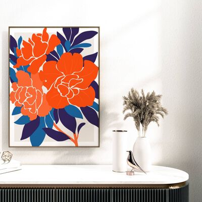 Floral Wall Art Print - Abstract Flowers No229 (A4 - 21.0 x 29.7 cm | 8.3 x 11.7 in)