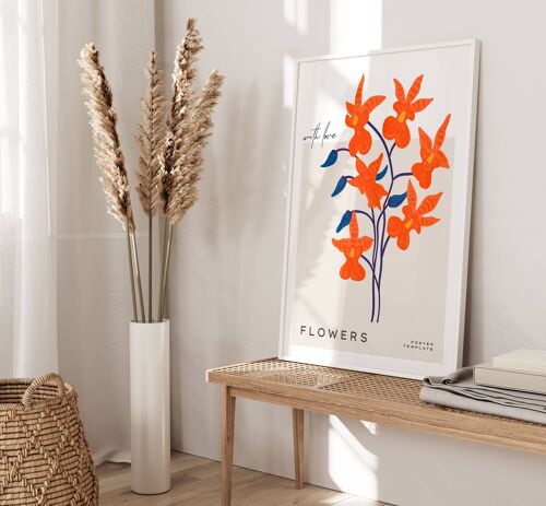 Floral Wall Art Print - Abstract Flowers No230 (A4 - 21.0 x 29.7 cm | 8.3 x 11.7 in)