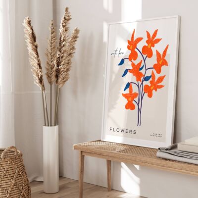 Floral Wall Art Print - Abstract Flowers No230 (A4 - 21.0 x 29.7 cm | 8.3 x 11.7 in)