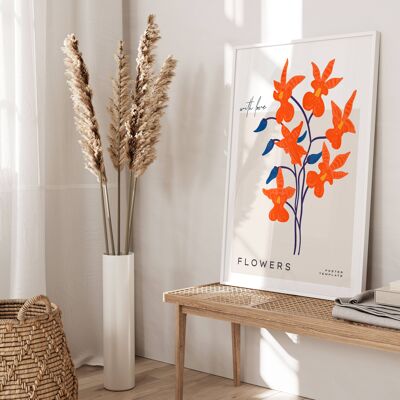 Lámina floral para pared - Flores abstractas No230 (A4 - 21,0 x 29,7 cm | 8,3 x 11,7 in)