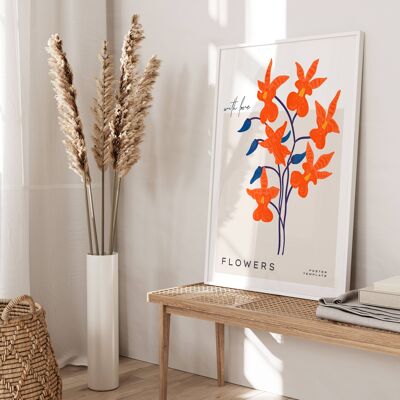 Floral Wall Art Print - Abstract Flowers No230 (A3 - 29.7 x 42.0 cm | 11.7 x 16.5 in)