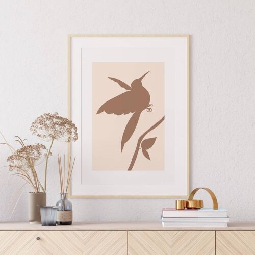 Hummingbird Illustration - Minimalist Wall Art Print No31 (A4 - 21.0 x 29.7 cm | 8.3 x 11.7 in)