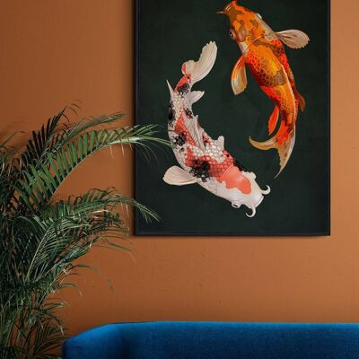 Impression d'exposition japonaise KOI FISH No59 (A4 - 21,0 x 29,7 cm | 8,3 x 11,7 po)