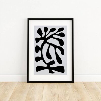 Matisse Grey Cutouts   - Minimalist Wall Art Print No26 (A4 - 21.0 x 29.7 cm | 8.3 x 11.7 in)