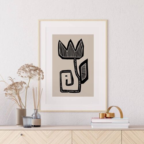 Mid Century Abstarct Botanical - Minimalist Wall Print No91 (A4 - 21.0 x 29.7 cm | 8.3 x 11.7 in)