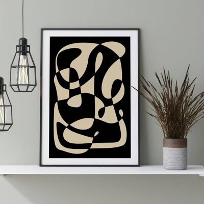 Mid Century Modern Art – Abstraktes minimalistisches Poster Nr. 37 (A4 – 21,0 x 29,7 cm | 8,3 x 11,7 Zoll)
