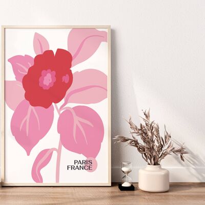 Modern Pink Wild Flowers Art Print No116 (A4 - 21.0 x 29.7 cm | 8.3 x 11.7 in)