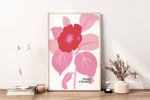 Modern Pink Wild Flowers Art Print No116 (A3 - 29.7 x 42.0 cm | 11.7 x 16.5 in)