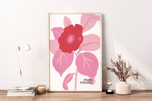 Modern Pink Wild Flowers Art Print No116 (A2 - 42 x 59.4 cm | 16.5 x 23.4 in)