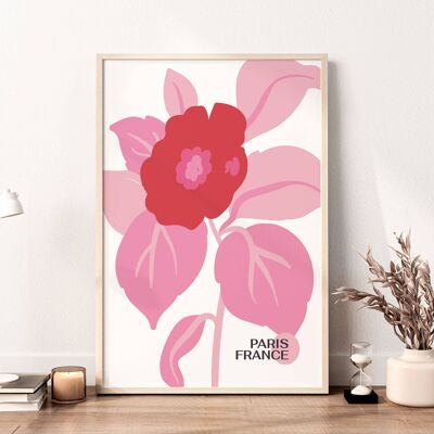 Modern Pink Wild Flowers Art Print No116 (A2 - 42 x 59.4 cm | 16.5 x 23.4 in)
