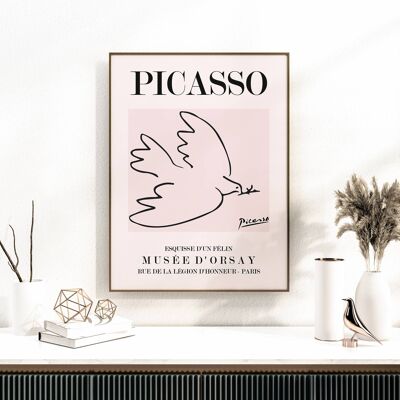 Picasso - Dove - Vintage Exhibition Wall Art Print No256 (A3 - 29.7 x 42.0 cm | 11.7 x 16.5 in)