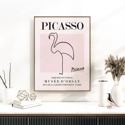 Picasso – Flamingo - Impression d'art mural minimaliste No23 (A4 - 21,0 x 29,7 cm | 8,3 x 11,7 po)