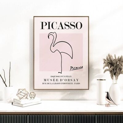 Picasso – Flamingo – minimalistischer Wand-Kunstdruck Nr. 23 (A3 – 29,7 x 42,0 cm | 11,7 x 16,5 Zoll)