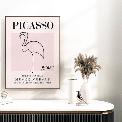 Picasso – Flamingo - Minimalist Wall Art Print No23 (A2 - 42 x 59.4 cm | 16.5 x 23.4 in)