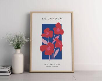 Impression d'art mural botanique rose et bleu No117 (A4 - 21,0 x 29,7 cm | 8,3 x 11,7 po) 3