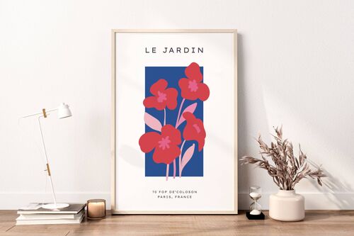 Pink & Blue Botanical Wall Art Print No117 (A3 - 29.7 x 42.0 cm | 11.7 x 16.5 in)