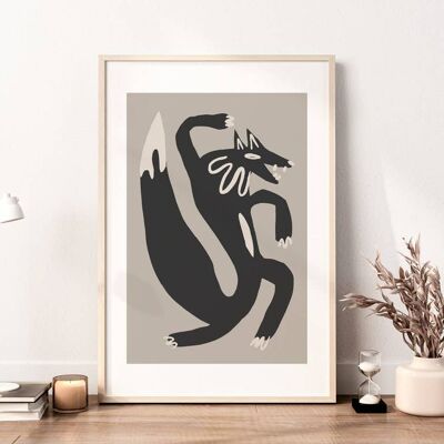 Vintage Fox Wall Art Print - Mid Century Modern Art No87 (A3 - 29.7 x 42.0 cm | 11.7 x 16.5 in)