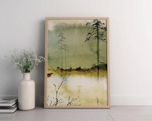 Vintage Japanese Green Gallery Wall Art Piece No111 (A4 - 21.0 x 29.7 cm | 8.3 x 11.7 in)