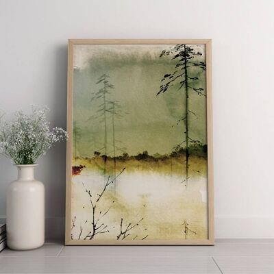 Vintage Japanese Green Gallery Wall Art Piece No111 (A4 - 21,0 x 29,7 cm | 8,3 x 11,7 in)