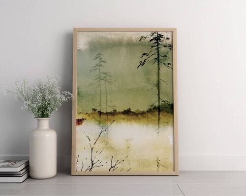 Vintage Japanese Green Gallery Wall Art Piece No111 (A2 - 42 x 59.4 cm | 16.5 x 23.4 in)