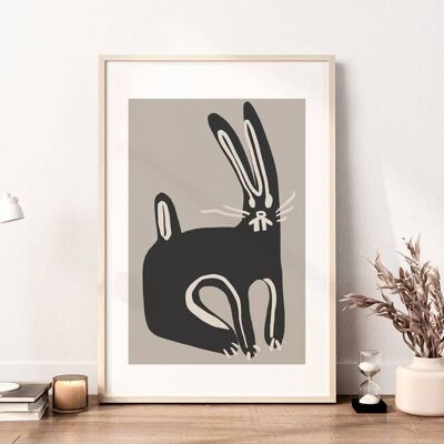Vintage Rabbit Print - Mid Century Modern Wall Art No73 (A4 - 21.0 x 29.7 cm | 8.3 x 11.7 in)