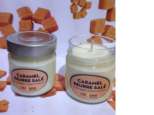 BOUGIE PARFUMEE CIRE 100 % VEGETALE DE SOJA 180 G CARAMEL BEURRE SALE