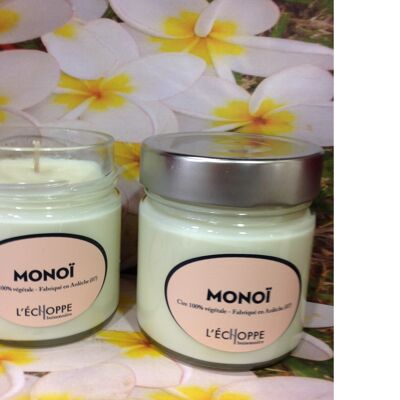 100% VEGETABLE WAX SCENTED CANDLE SOYA. 180 G MONOI