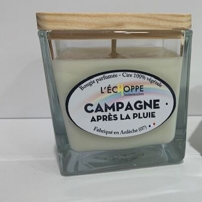 SQUARE SOYA CANDLES WOOD COVER 6X6 80 G CAMPAIGN AFTER THE RAIN