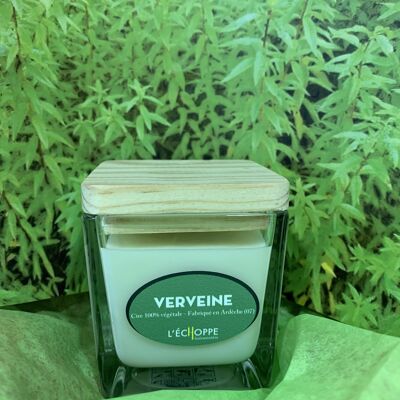 SQUARE SOYA CANDLE WOOD COVER 8X8 VERBENA