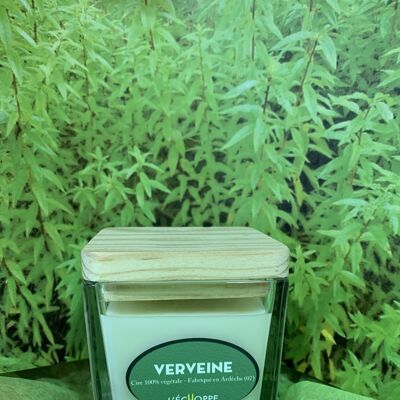 SQUARE SOYA CANDLE WOOD COVER 8X8 VERBENA
